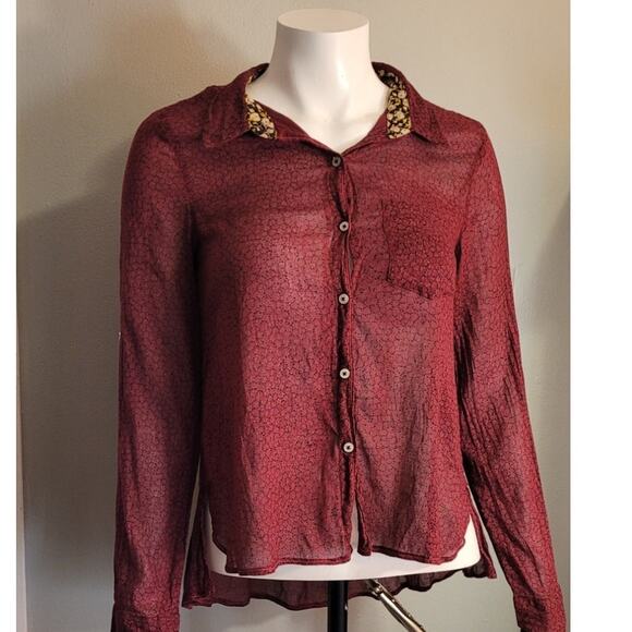 Holding Horses Anthropologie Floral Print Blouse Sz 4 Peplum Ruffle Castlecore - Picture 9 of 10